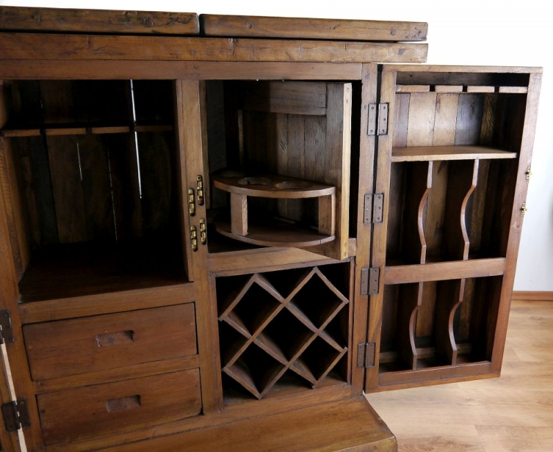 Teakholzschrank, Bar, Theke, Wein und Spirituosenschrank, Nr.93